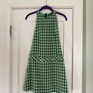 Zara Green Houndstooth Tweed Jumper Size XS